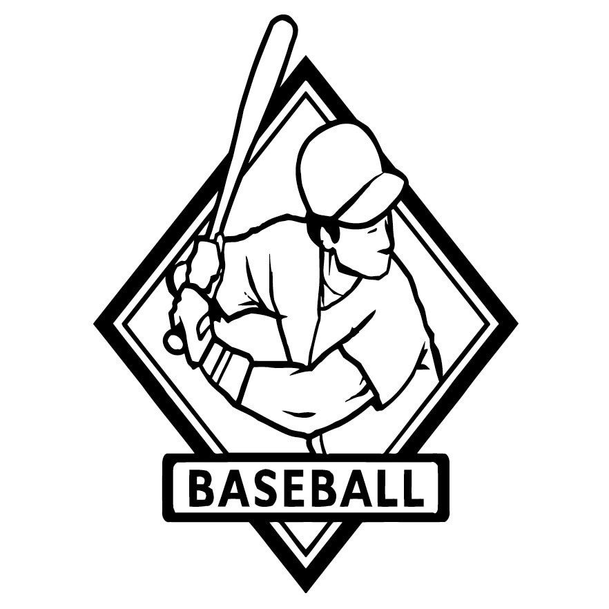 Diamond Baseball Player Game Vinyl Wall Art Decal (BlackEasy to apply with instructions includedDimensions 22 inches wide x 35 inches long )