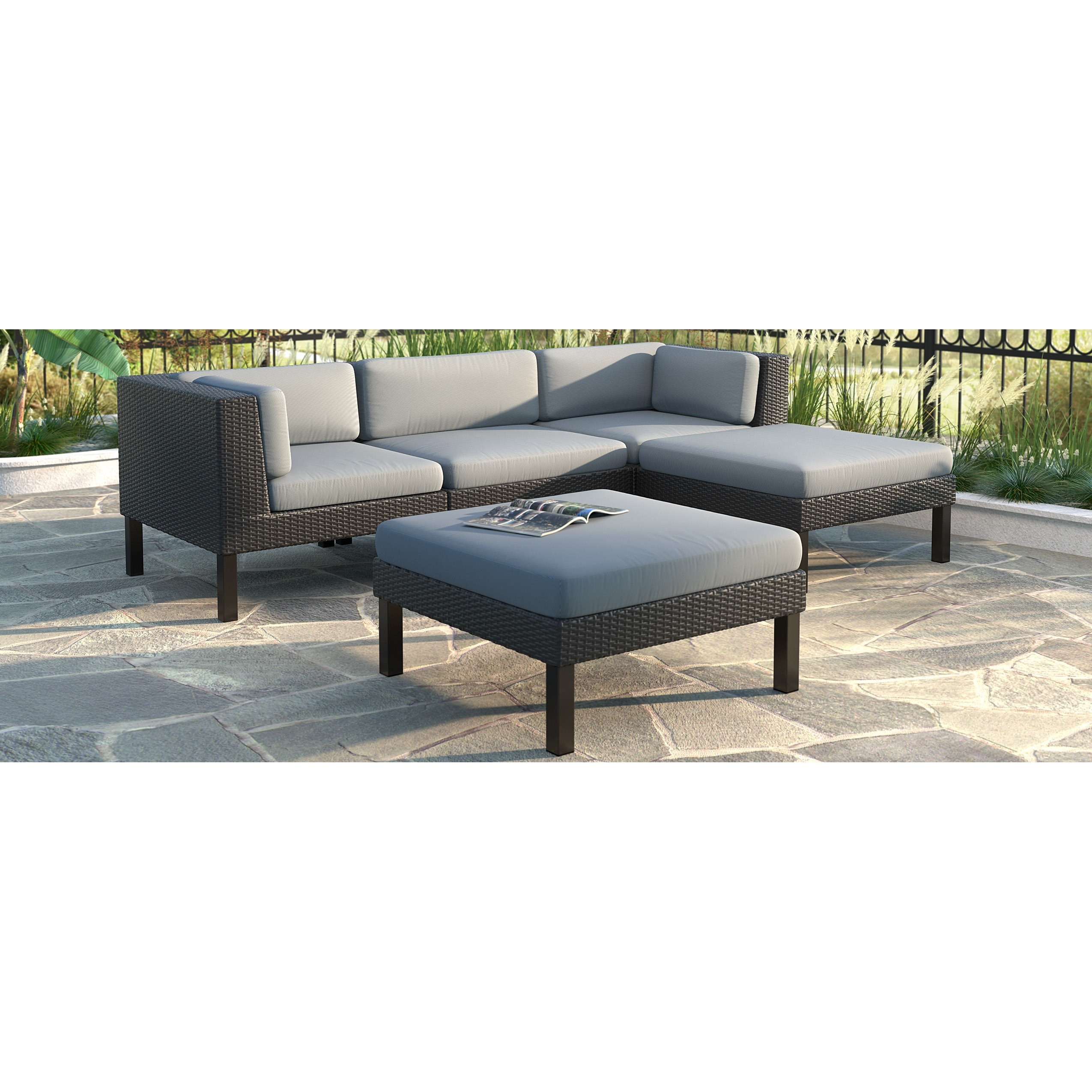 Corliving Corliving Oakland 5 piece Sofa/ Chaise Lounge Patio Set Black Size 5 Piece Sets