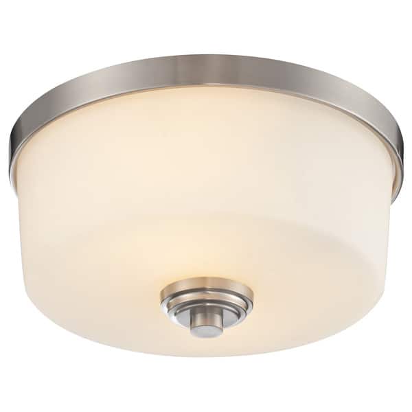 slide 1 of 1, Avery Home Lighting Lamina Brushed Nickel 2-light Flush-mount Light
