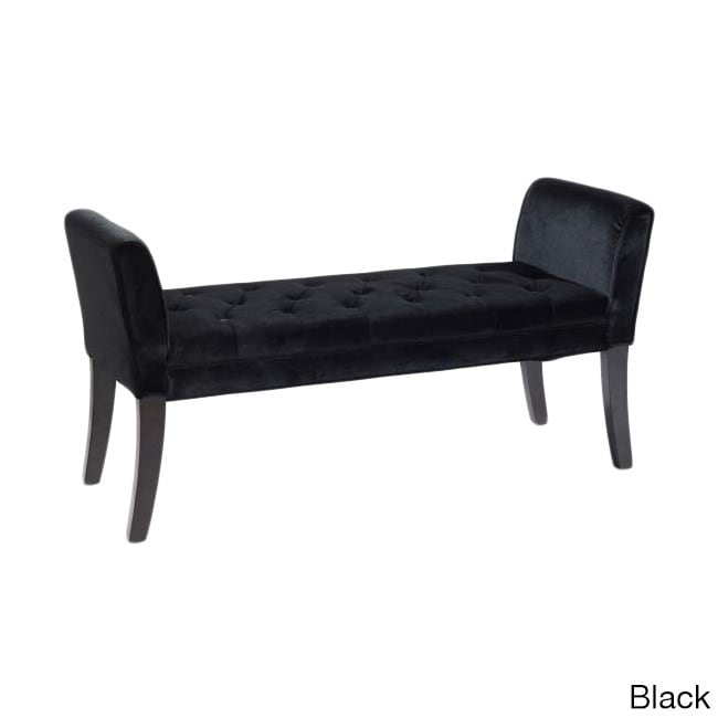 Chatham Velvet Button tufted Double arm Vanity Bench