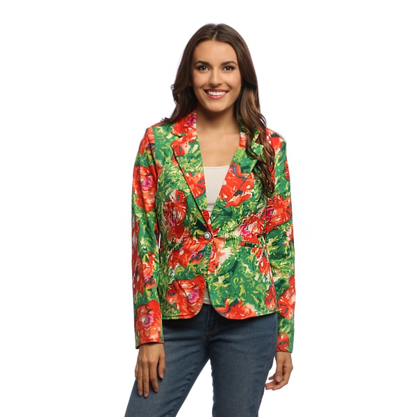 Women's Floral Print Cutaway Blazer Blazers