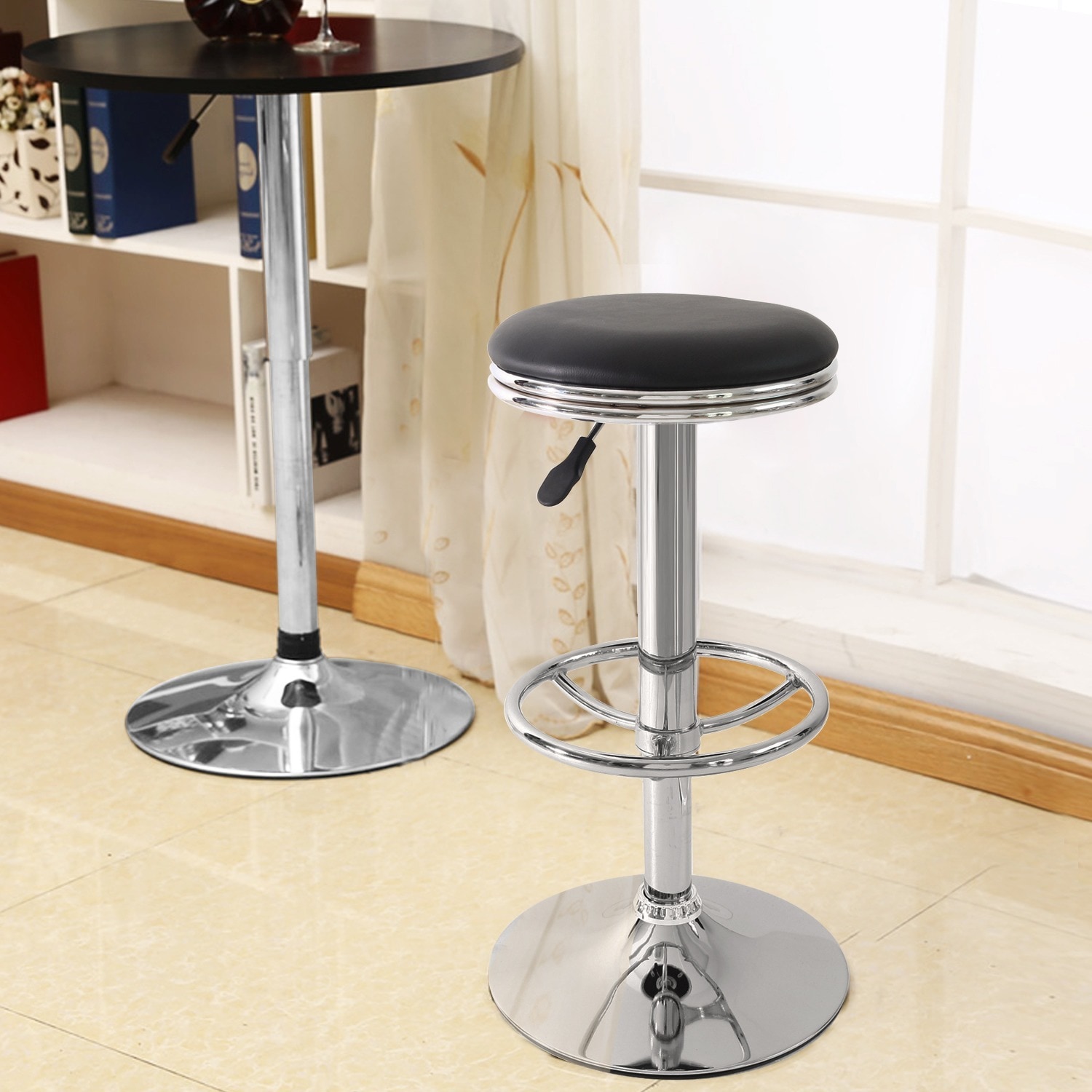 Adeco Black Faux Leather Upholstery Bar Stool (set Of 2)