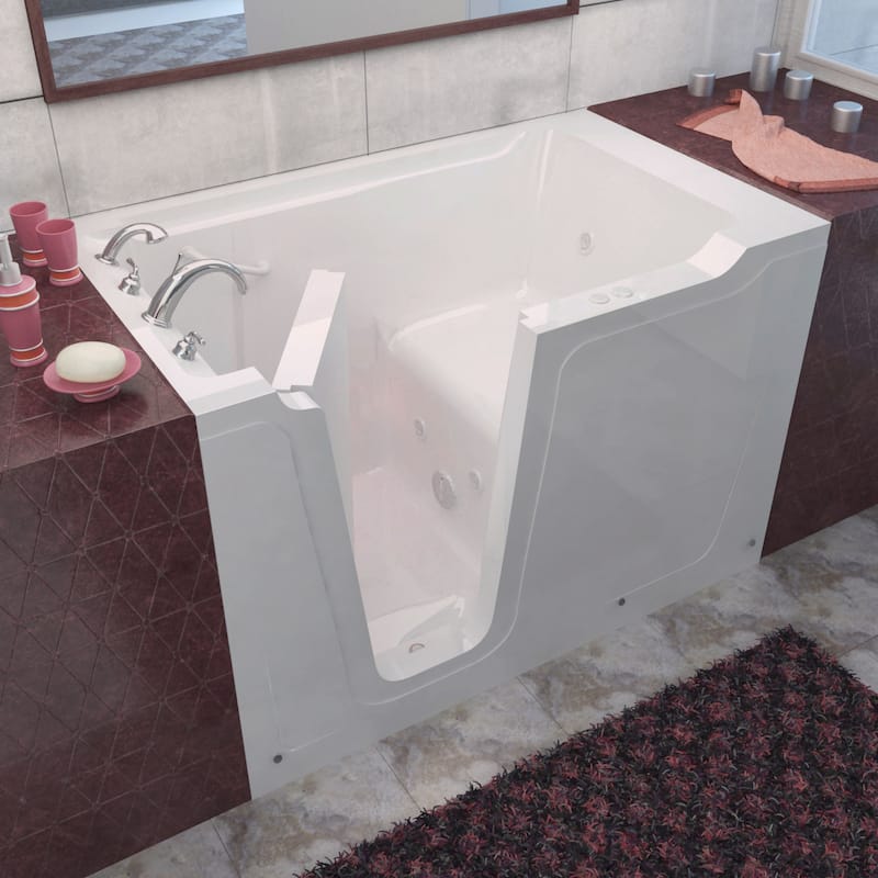 MediTub 36x60-inch Left Drain White Whirlpool Jetted Walk-In Bathtub