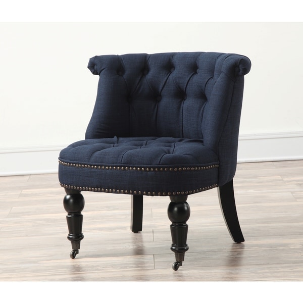Lily Navy Linen Chair. Opens flyout.