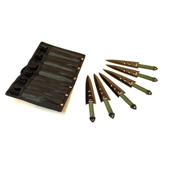 6.5-inch Black Stainless Steel Throwing Knives and Pouch (Pack of 6)