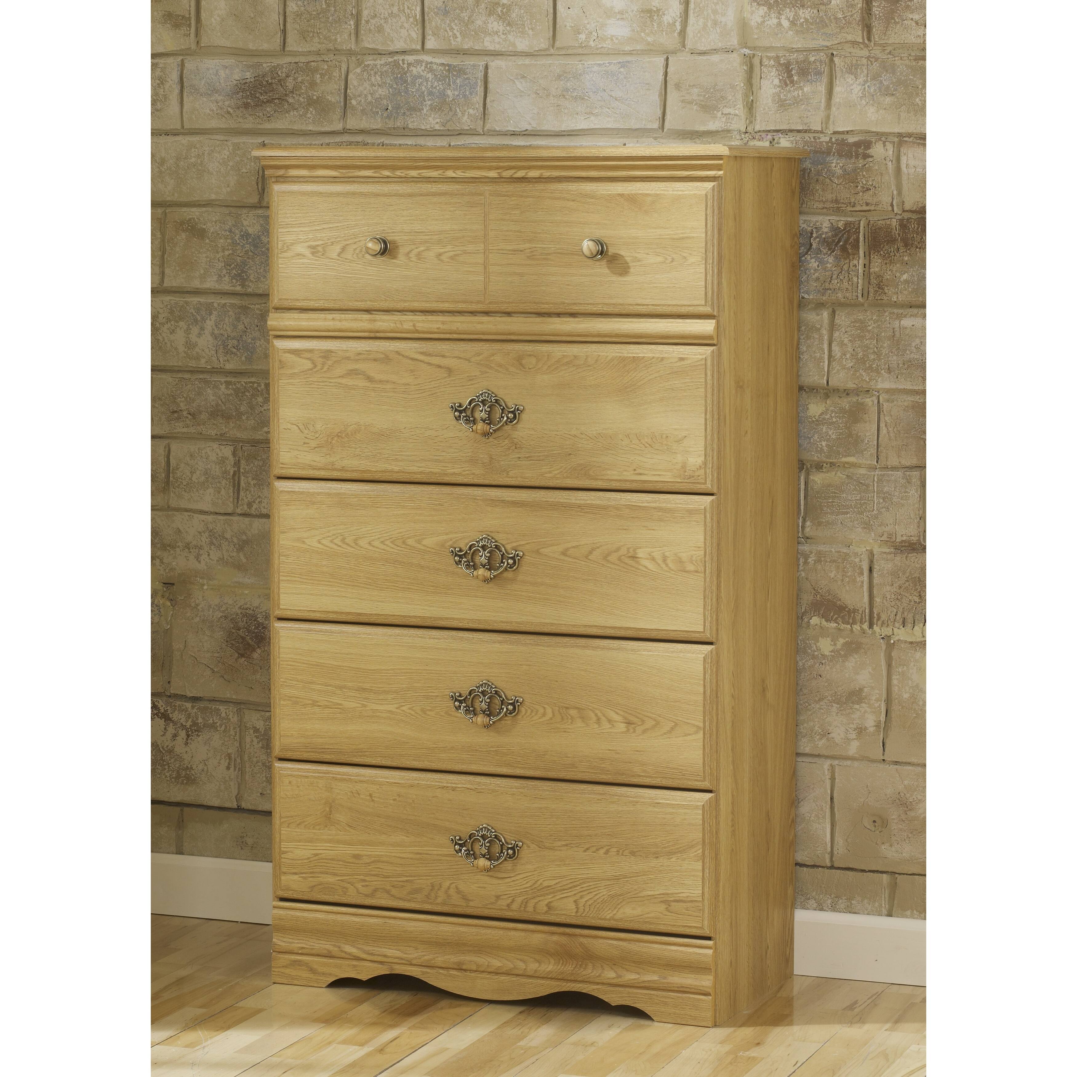 Oak Creek Light Northern Oak 5 drawer Wood Chest