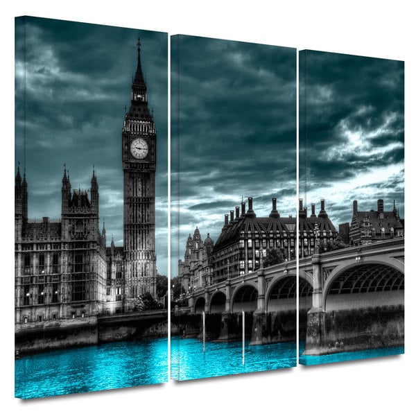 ArtWall Revolver Ocelot London 3 piece Gallery Wrapped Canvas