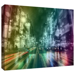 ArtWall Revolver Ocelot 'Tokoyo Night II' Gallery-Wrapped Canvas - Bed