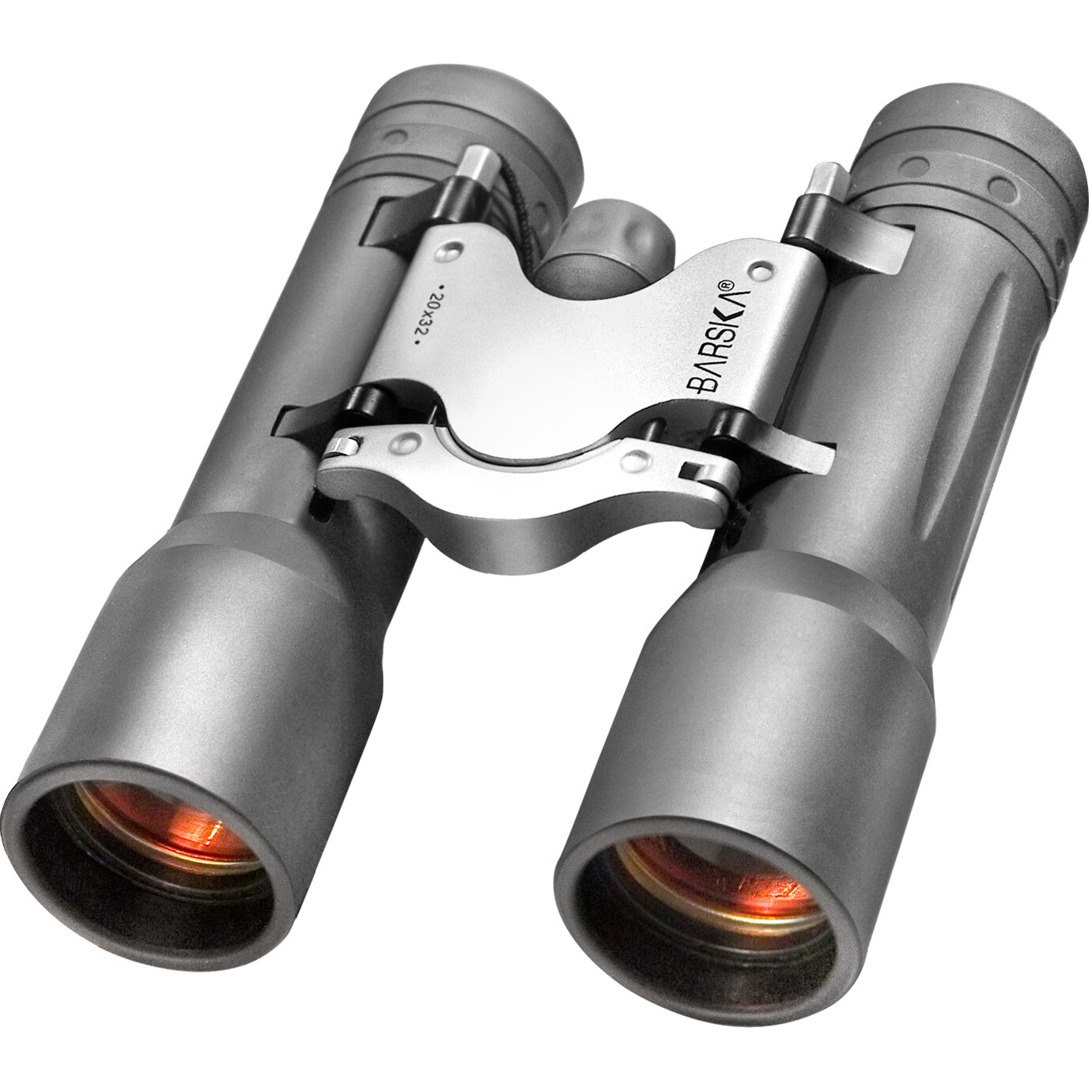 Barska 20x32 Trend Binocular (Silver accentMagnification 20x32Objective diameter 32Angle of view StraightField of view 147 feet at 49 yardsClose focusing distance 26/8Exit pupil 1.6 mmEye relief 10 mmLens coating Multi coatedLens color RubyPrism 
