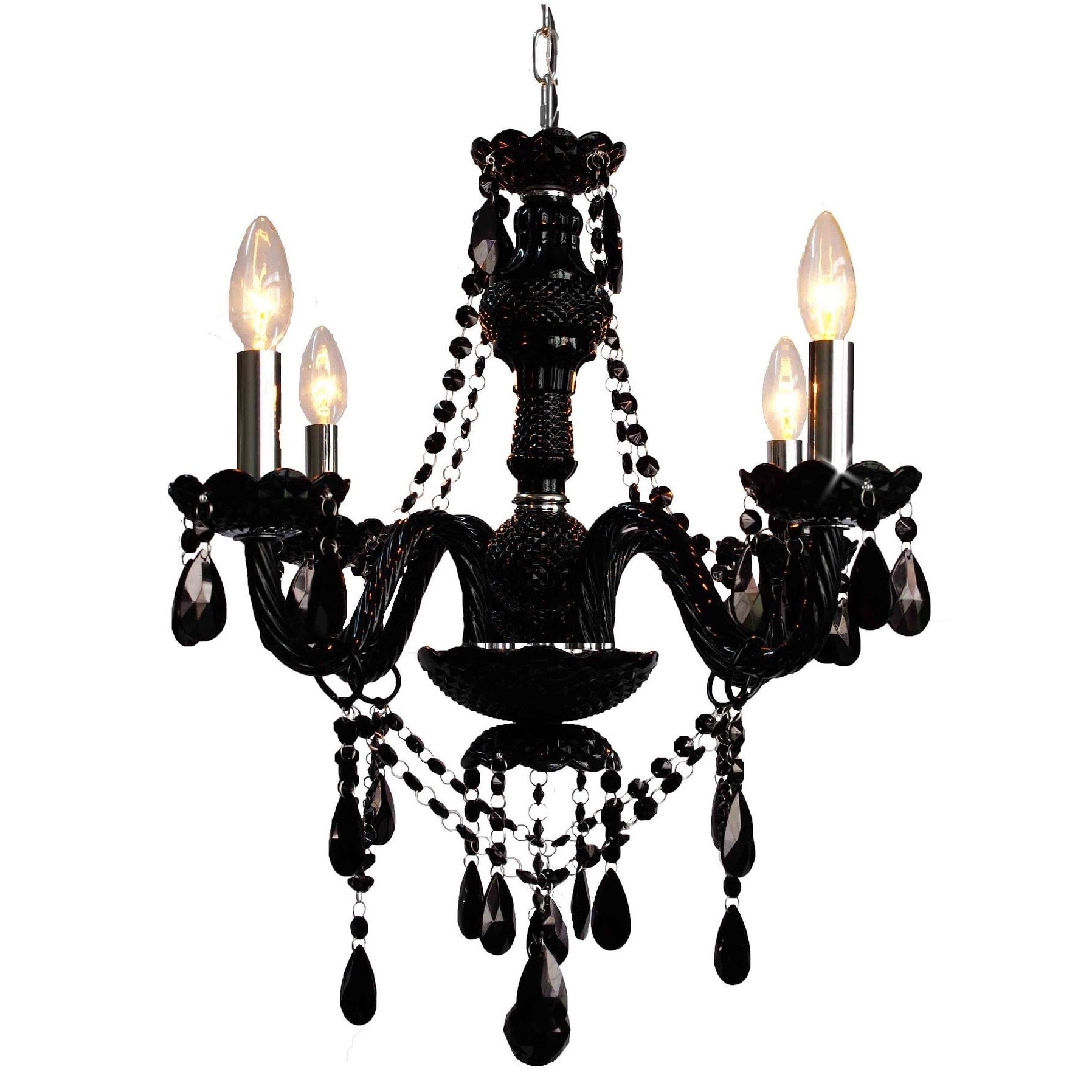 Jet Black 4 light Crystal Chandelier