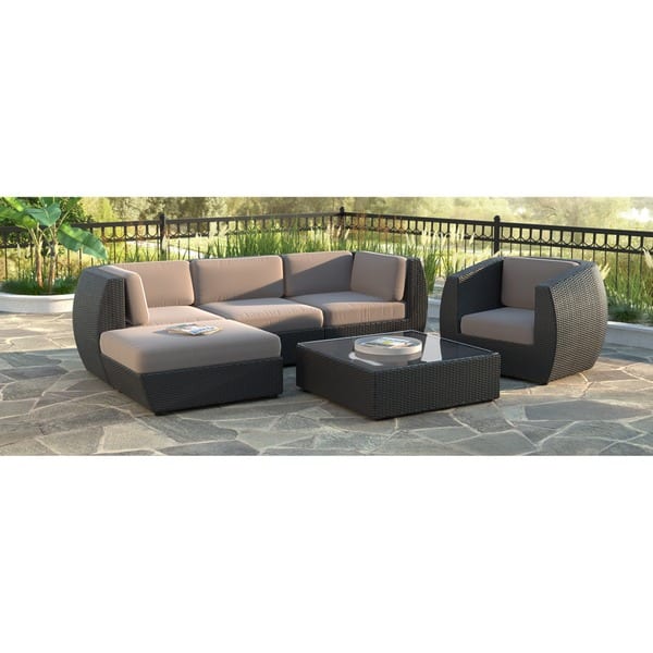 Shop Corliving Seattle Curved 6 Piece Sofa With Chaise Lounge And