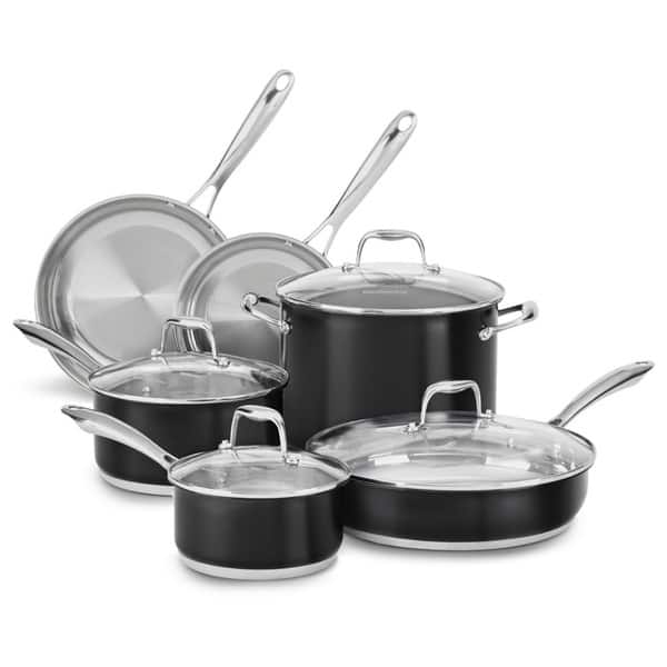  KitchenAid Hard Anodized Nonstick Cookware Pots and Pans Set,  10 Piece, Onyx Black: Home & Kitchen