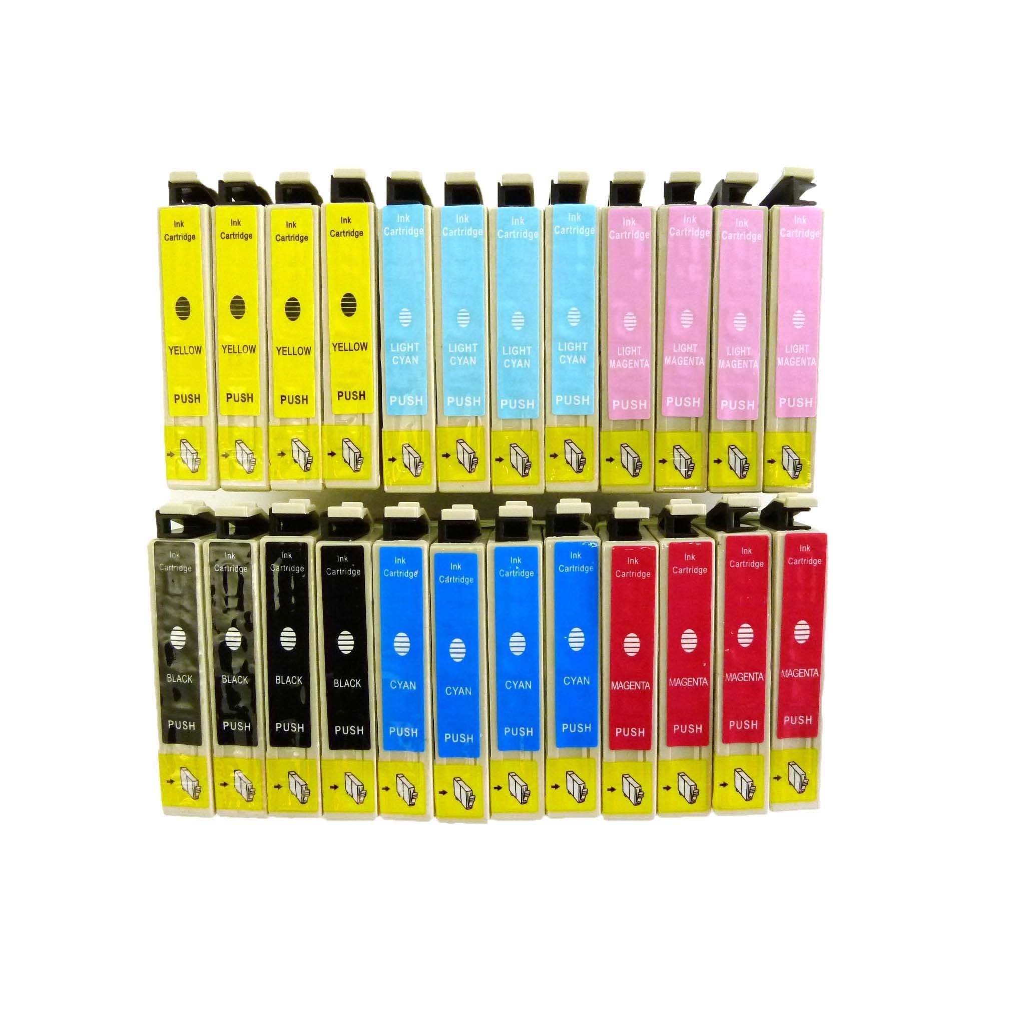 Compatible Epson 48 T048120, T048220, T048320, T048420, T048520, T048620 Ink Cartridges (pack Of 244k/4c/4m/4y/4lc/4lm) (Black , Cyan , Magenta , Yellow , Light Cyan , Light MagentaPrint yield at 5% coverage BlackYields up to 580 Pages; C,M,Y Yields u