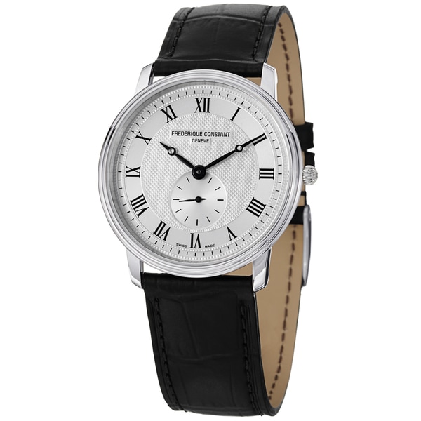 Shop Frederique Constant Women's 'Slim Line' Silver Dial Black Strap ...