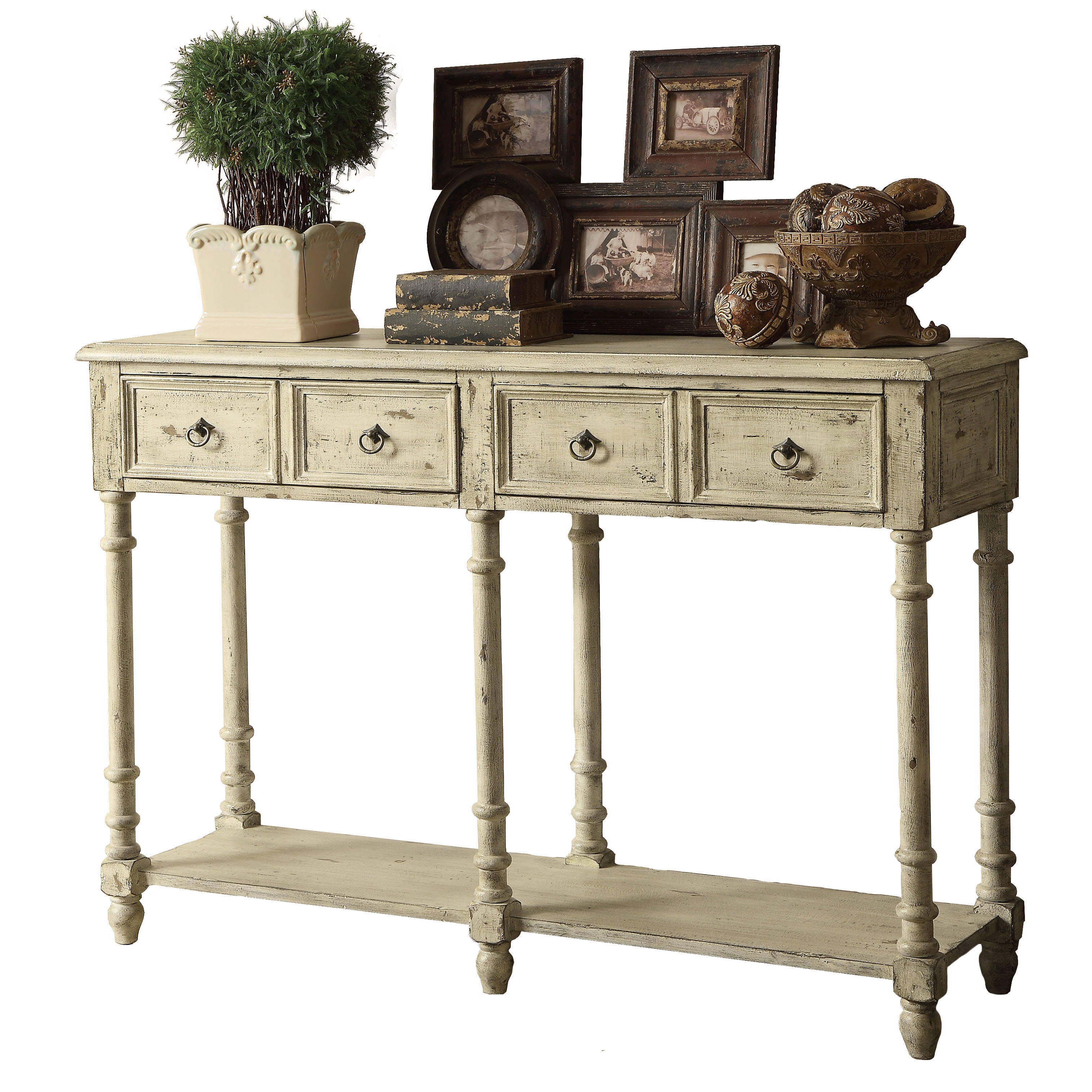 Shop Coaster Company Antique Ivory Vintage 2 Drawer Console Table