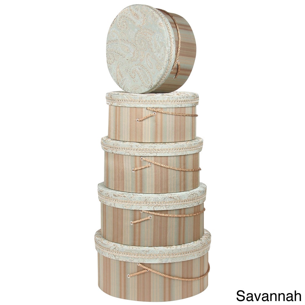 Decorative Round Fabric Box (set Of 5)