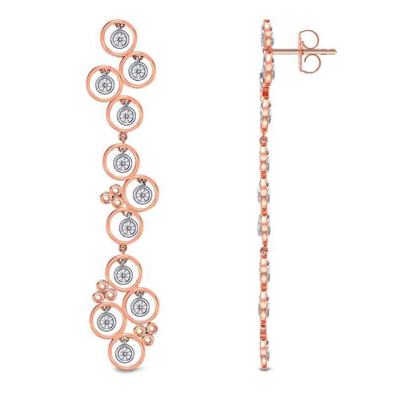 Auriya Unique 1ctw Circle Diamond Dangle Earrings 14k Rose Gold (G-H, SI1-SI2)