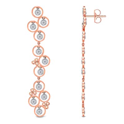 Auriya Unique 1ctw Circle Diamond Dangle Earrings 14k Rose Gold (G-H, SI1-SI2)