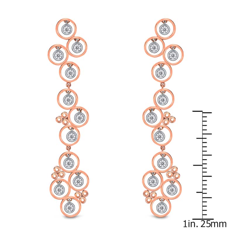Auriya Unique 1ctw Circle Diamond Dangle Earrings 14k Rose Gold (G-H, SI1-SI2)