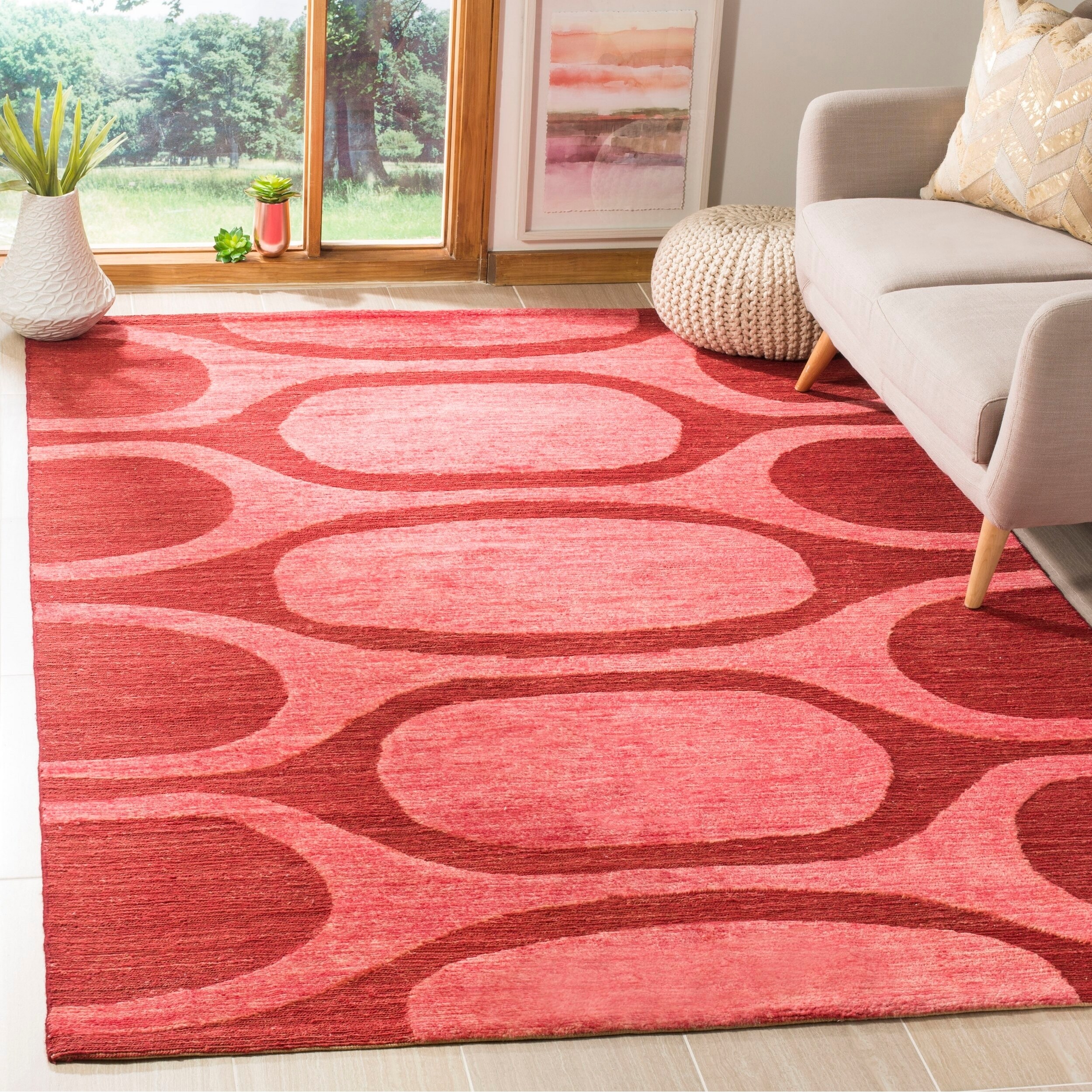 Safavieh Hand knotted Santa Fe Raspberry/ Red Wool Rug (4 X 6)