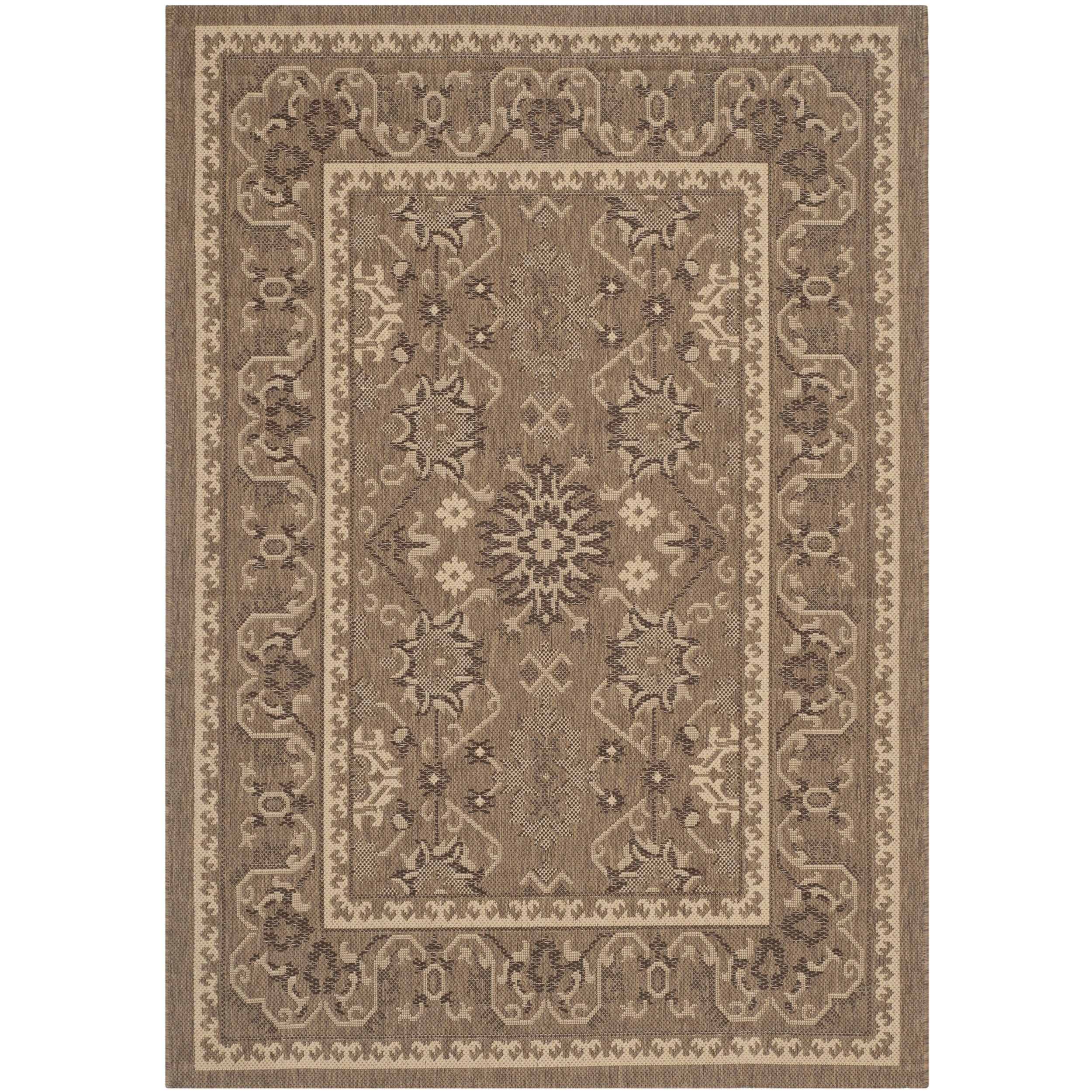 Safavieh Indoor/ Outdoor Courtyard Brown/ Cream Rug (4 X 57)