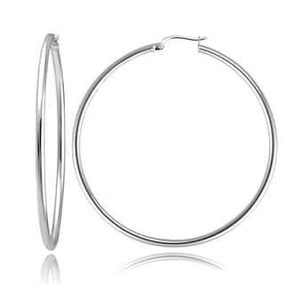 Hoop Sterling Silver Earrings Online At Our Best Mondevio Sterling Silver 50mm Large High Polished Round Hoop Earrings