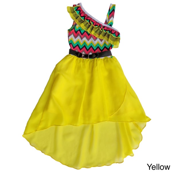 Girls Zig zag Top Belted High low Dress Girls' Dresses