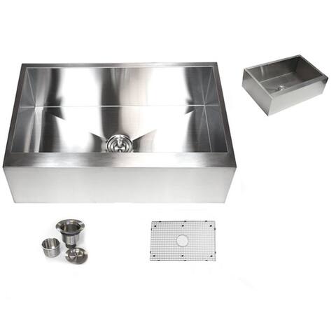 Farmouse 33-inch 16-gauge Stainless Steel Flat Apron Kitchen Sink with Accessories