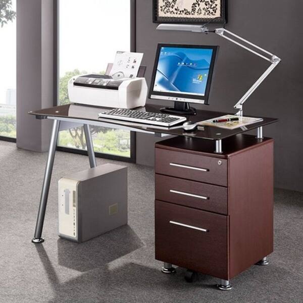 Shop Modern Design Office Locking File Cabinet Computer Desk Overstock 8962599