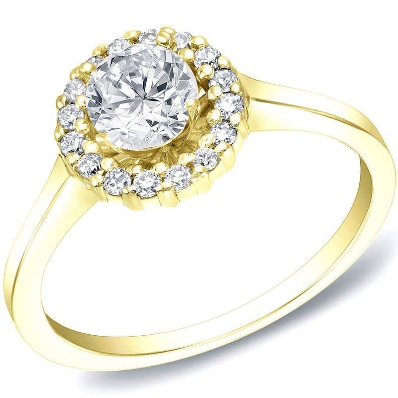 Auriya 3/4ctw Round Halo Diamond Engagement Ring 14k Gold