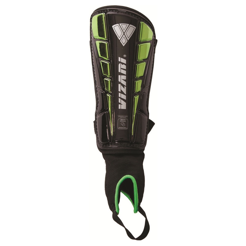 Vizari Sport Preston Black/ Green Shin Guards (Black/ greenDimensions 13.8 inches x 5.5 inches x 2.6 inchesWeight 0.6 pounds LargeDetatchable ankle pieceBrand Vizari SportsModel 70095LMaterials EVA foamColor Black/ greenDimensions 13.8 inches x 5.5