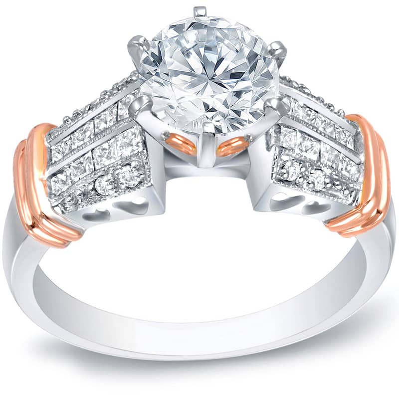 Auriya Unique 1 3/5ct TDW Certified Diamond Engagement Ring 14k Two-tone Rose Gold