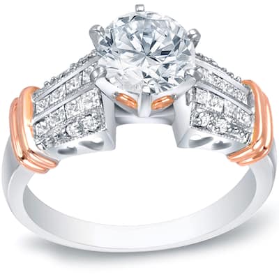 Auriya Unique 1 3/5ct TDW Certified Diamond Engagement Ring 14k Two-tone Rose Gold
