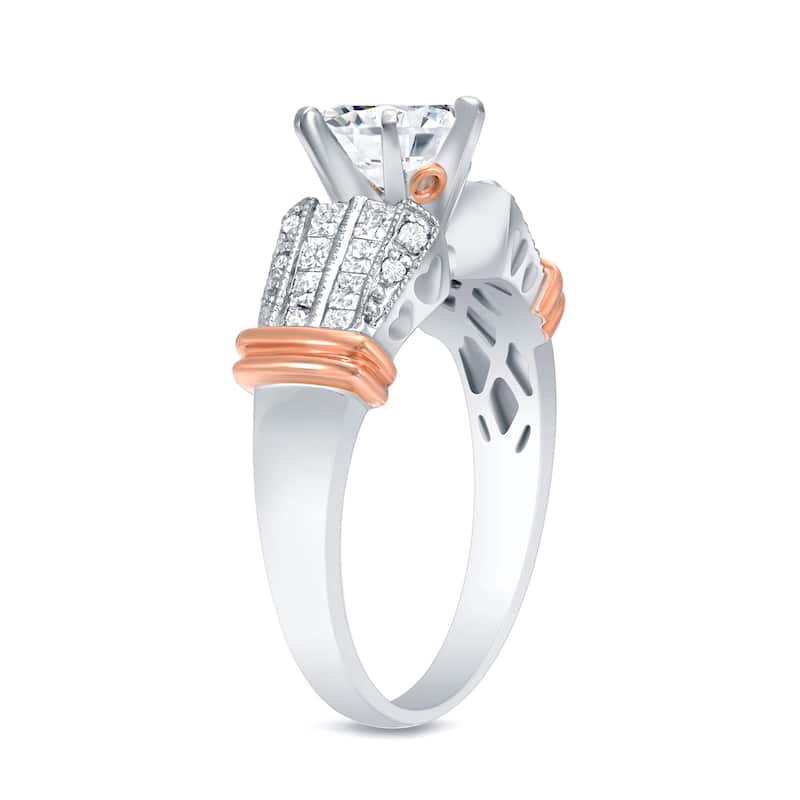 Auriya Unique 1 3/5ct TDW Certified Diamond Engagement Ring 14k Two-tone Rose Gold