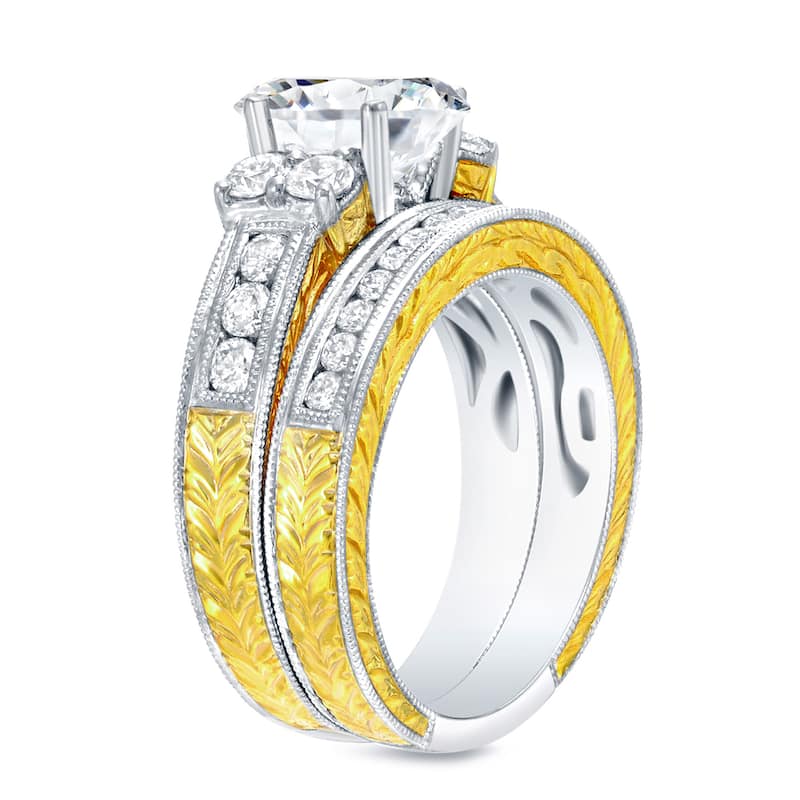 Auriya 14k Gold 2ctw Vintage Diamond Engagement Ring Set 14k Two-tone Gold