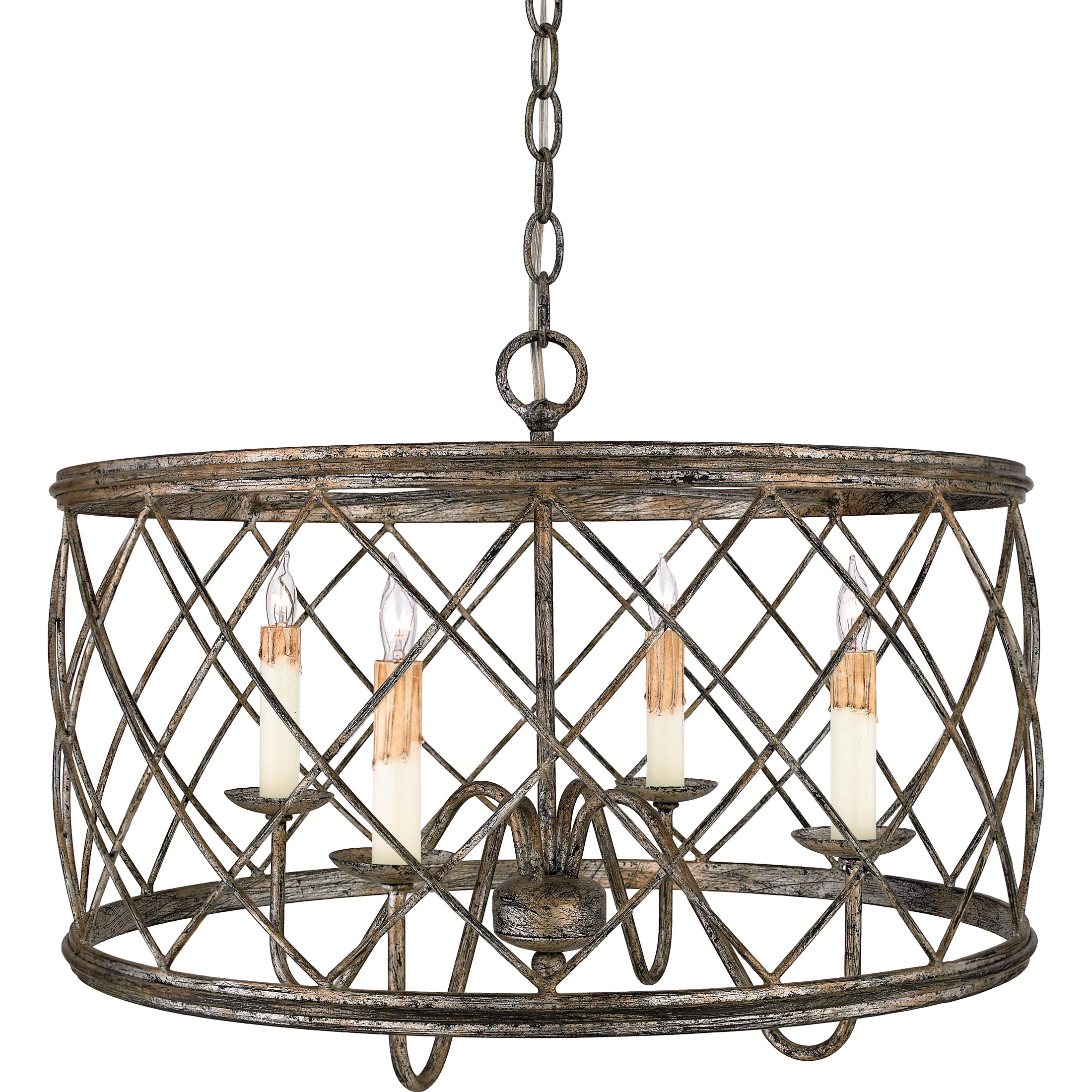 Dury With Century Silver Leaf Finish 4 light Pendant