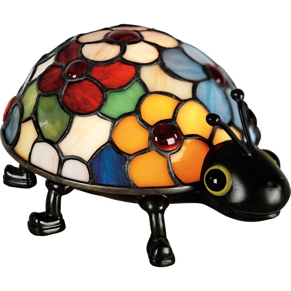 Tiffany-style Flowered Lady Bug with Vintage Bronze FinishTiffany-style Accent Figure