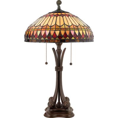 Copper Grove Primorsko Tiffany-style West End with Brushed Bullion Finish Table Lamp