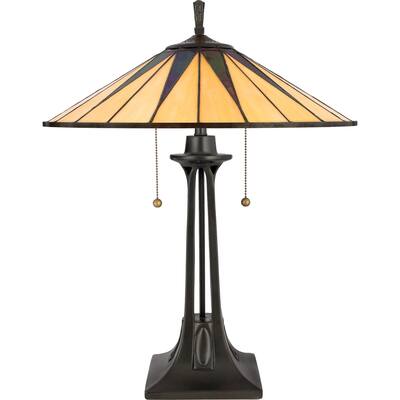 Quoizel Tiffany-style Gotham 2-light Vintage Bronze Table Lamp