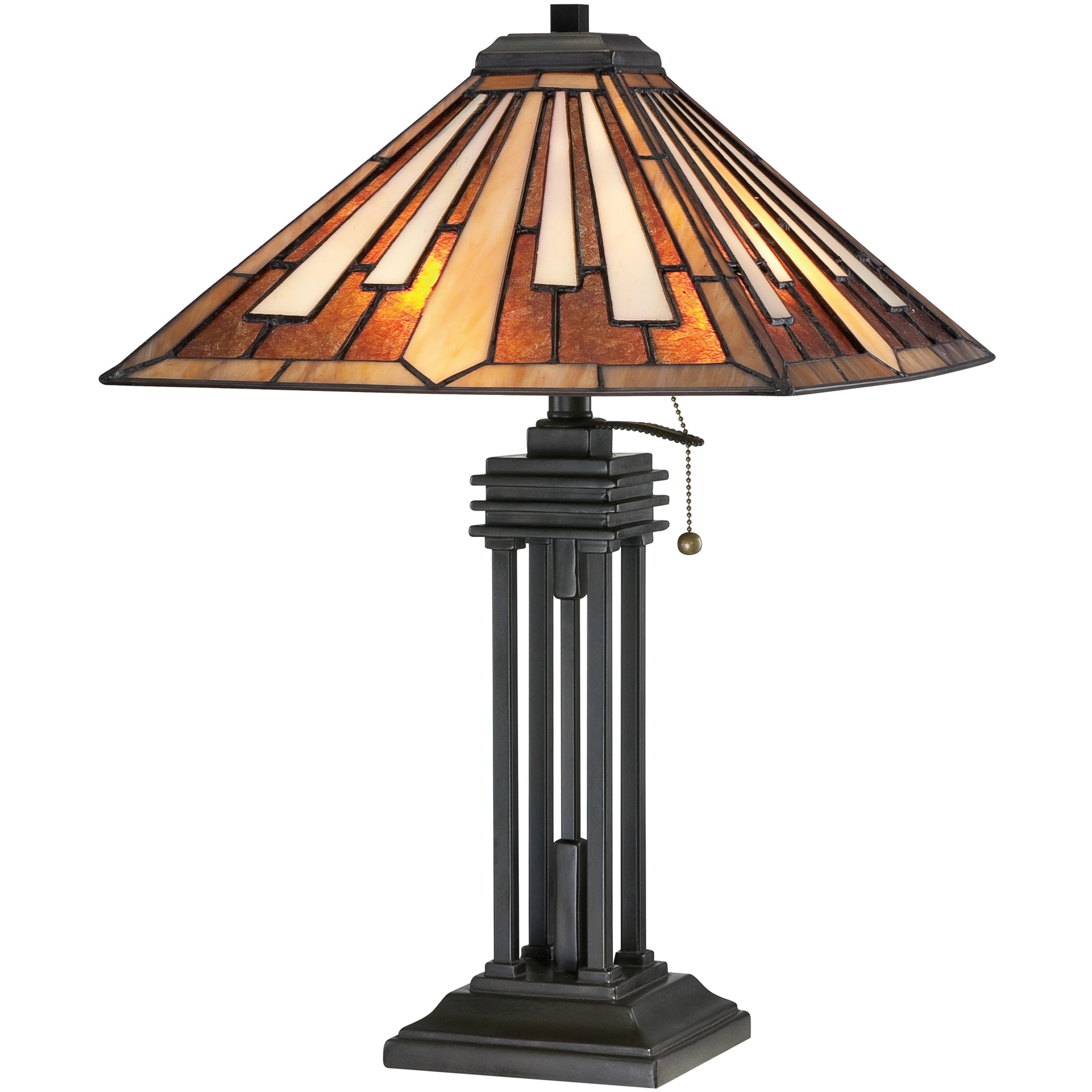 Tiffany style Hathaway 2 light Vintage Bronze Table Lamp