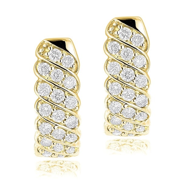 Luxurman 14K Gold 0.65ct Diamond Hoop Earrings - 16174754 - Overstock ...