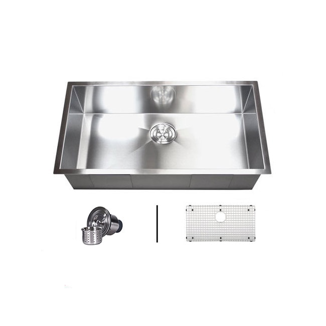 36 Single Bowl 16 Gauge Undermount Zero Radius Kitchen Sink Basket Strainer / Grid Accessories