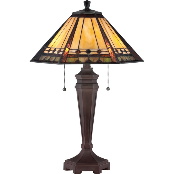 Quoizel Tiffany-style Arden 2-light Vintage Bronze Table Lamp