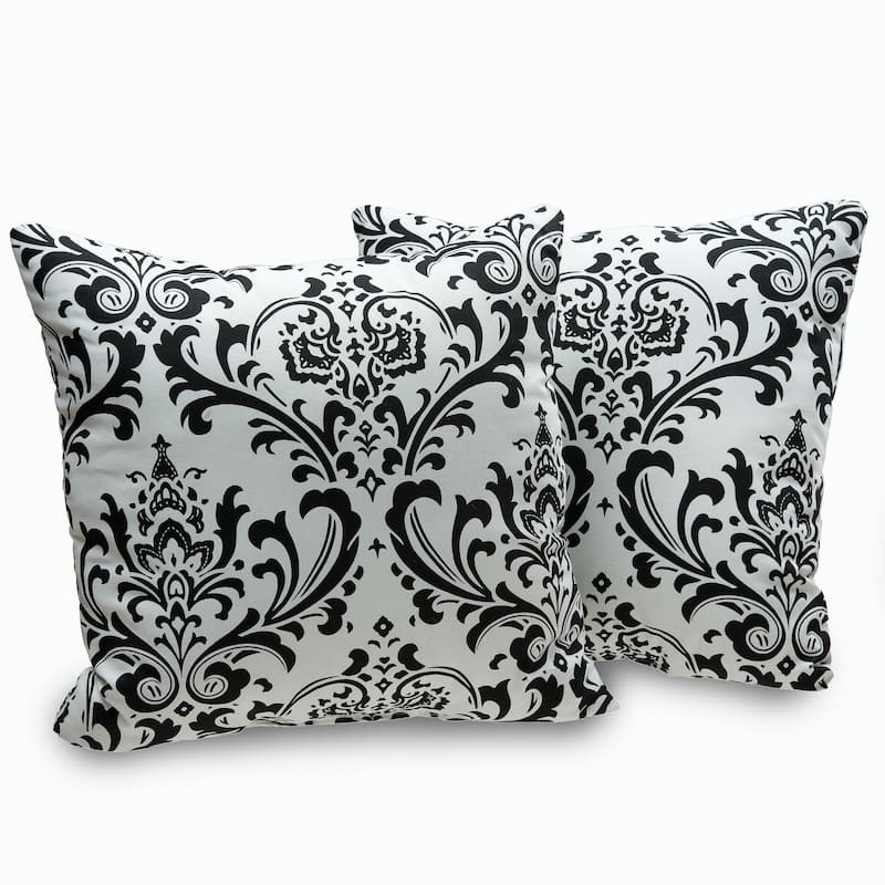 Arbor Black and White Damask Decorative Throw Pillows (Set of 2)
