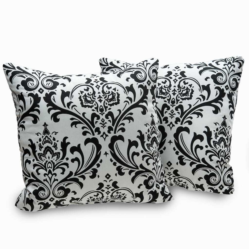 Arbor Black and White Damask Decorative Throw Pillows (Set of 2)