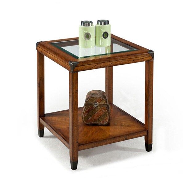 Shop Emerald Home Oak And Glass Top End Table Free Shipping Today