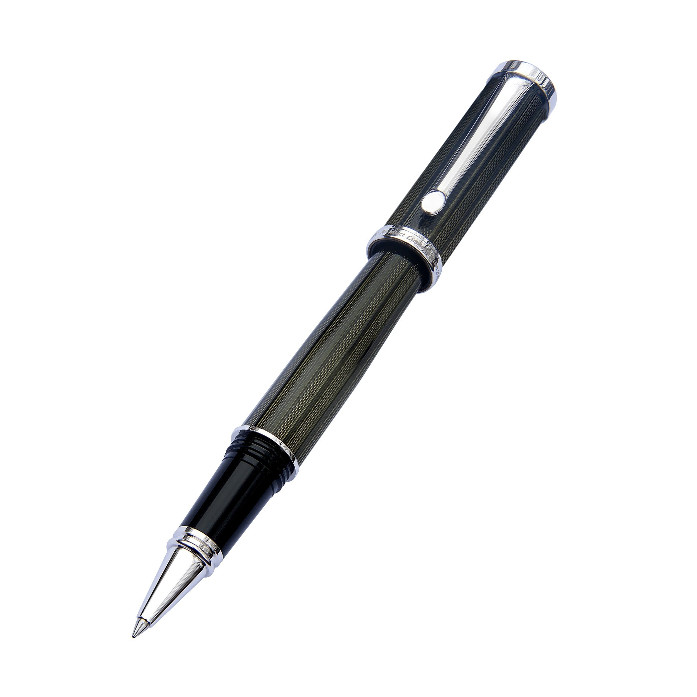 Xezo Architect Fine Executive Olive Limited Edition Roller Pen (Olive, black, platinumFeatures Hand guilloche diamond cut engraved, translucent lacquer finishMaterials Brass, platinum finish fittingsInk color BlackRefillablePoint size FineSet includes