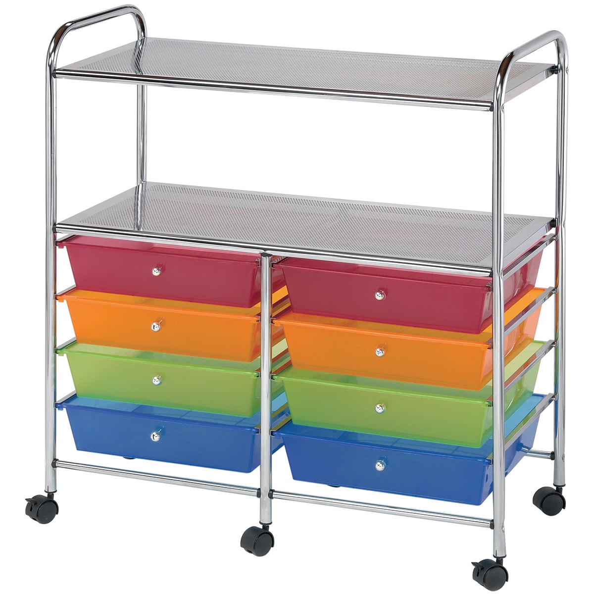 Shop Blue Hills Studio Double Storage Cart W 8 Drawers Multicolor