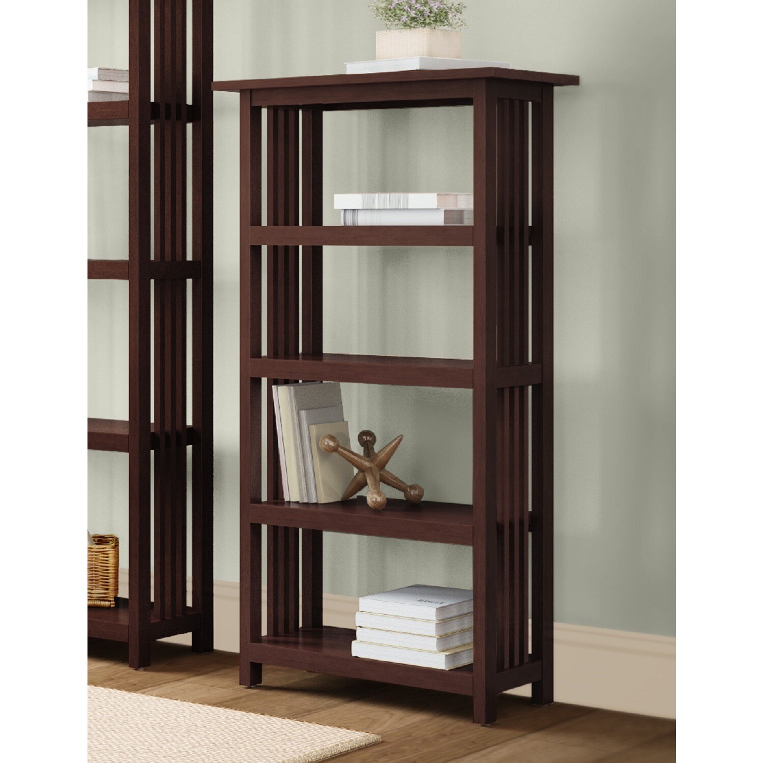 Shop Copper Grove Boutwell Classic Mission Wood 48inch Bookcase with 4