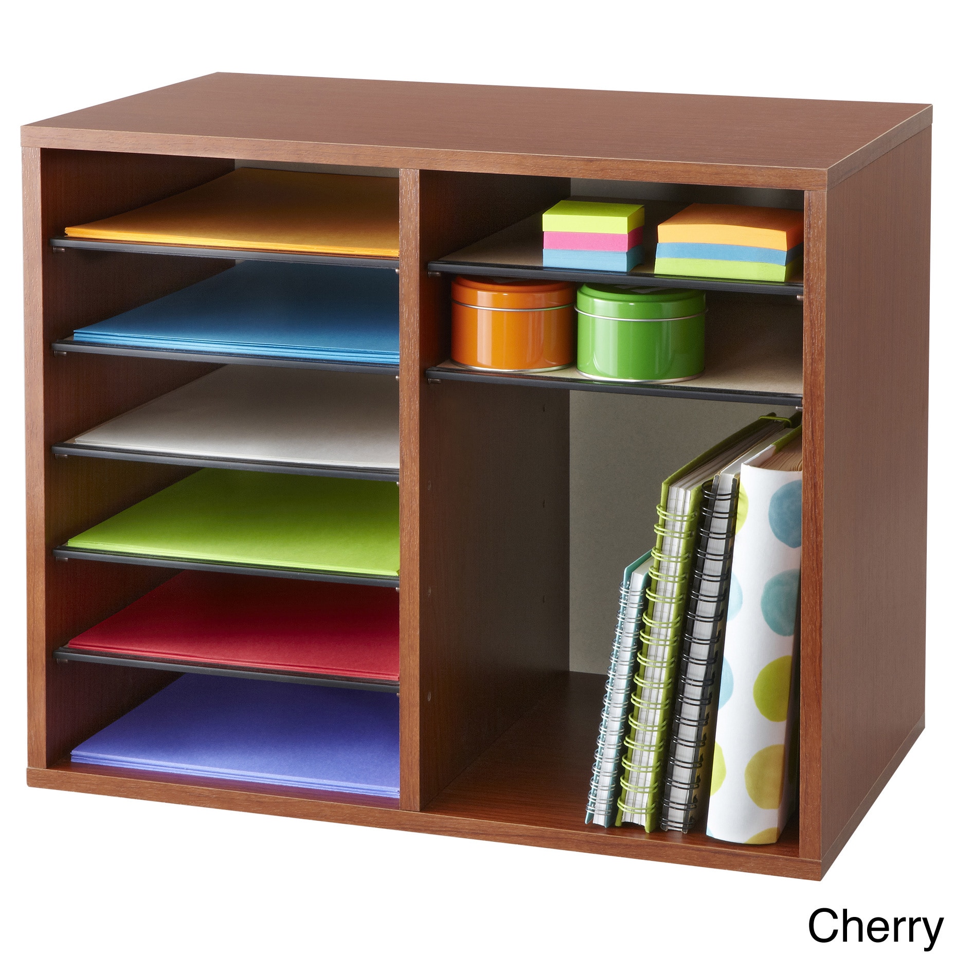 Wood 12 compartment Adjustable Literature Organizer